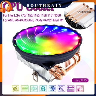 southrain 4 heatpipes 120mm cpu cooler led rgb ventilador para intel lga 1155/1151/1150/1366 amd