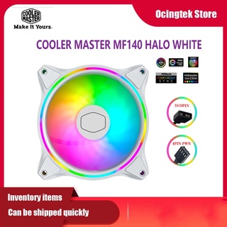 Cooler Master MasterFan MF140 HALO versión blanca 140 mm ARGB 5V 3Pin PWM direccionable silencio ventilador de chasis 14 cm soporte CPU ventilador de enfriamiento de agua