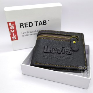 Levi'S Red - cartera de cuero genuino para hombre, diseño de cremallera exterior