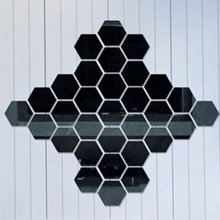 12 pegatinas de pared acrílicas hexagonales, marco de espejo, pegatinas autoadhesivas