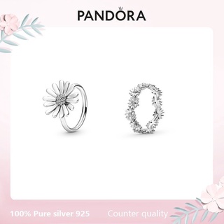 Anillo Pandora s925 Pavé de plata margarita flor declaración anillo anillo de diamantes