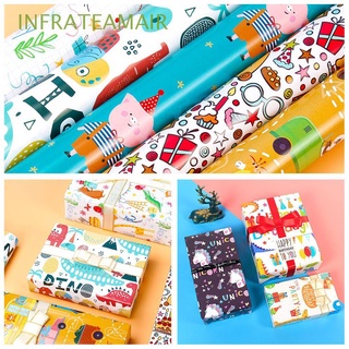 INFRATEAMAIR Craft Box Packaging Paper Animal Birthday Gift Gift Wrapping Paper Dinosaur Happy Birthday DIY Colorful Cartoon Planet Gift Wrapper