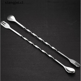 Xiangjei: cucharas de acero inoxidable para coctelería, diseño de espiral, mezclador de bebidas, cuchara cl (1)
