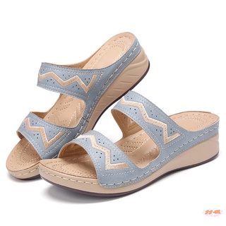 Hollow Embroidery Wedges Platform Sandals Women Casual Daily Summer Slippers