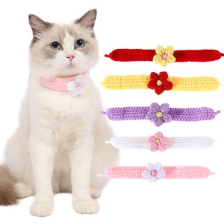 fundraising Adjustable Handmade Knitting Cat Circle Collar Flowers Dog Bandana Pet Supplies