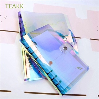 TEAKK A5 A6 A7 NEW Notebook Cover Diary Book Planner Clips Laser Binder Glitter Transparent Office Supplies File Folder PVC Loose Leaf Ring