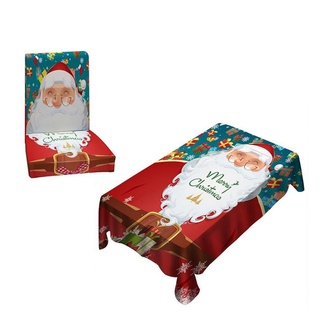 Gogogo-Juego de fundas de silla de impresión Digital de navidad, funda de asiento elástico de una pieza, mantel Rectangular para el hogar
