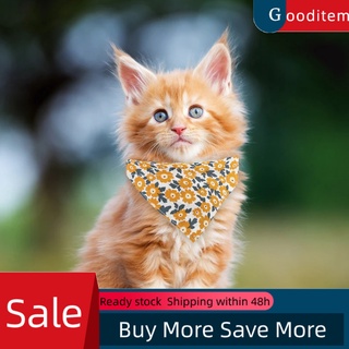 gooditem collar de gatito estampado floral de doble propósito para la piel de mascotas gatito collar babero con campana para accesorios para mascotas
