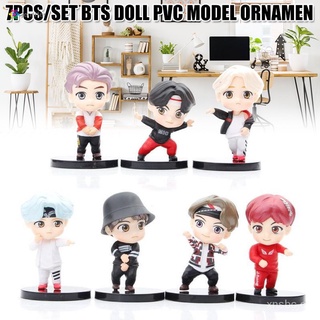 7 unids/set bts tiny tan mini figura bangtan boys grupos bts anime figurine juguete grupo regalo ídolo muñeca pvc modelo jkz7