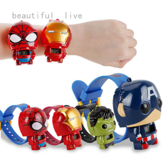 hermoso vivo de marvel los vengadores reloj muñeca iron man hulk capitán américa spider-man reloj