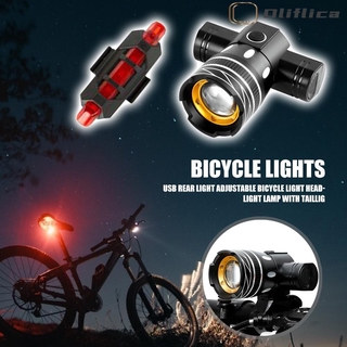 Nuevo estilo, nueva vida! luz delantera de bicicleta USB recargable faro de seguridad advertencia luz trasera (1)