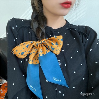 Bufanda larga pequeña para mujer, a la moda, primavera y verano, bufanda para el brazo, con tocado, con cinta de seda pequeña, bufanda coreana para el pelo