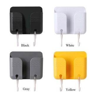 Universal Wall Mounted Mobile Phone Charging Bracket Self-Adhesive Remote Control Organizer Box Rack with 2 Hooks (7)