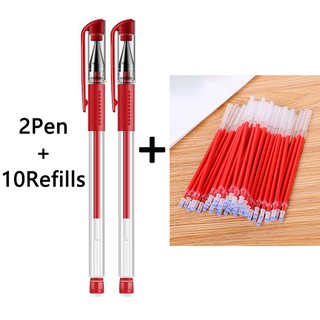 2 bolígrafos + 10 recambios bolígrafos lápiz capacitivo pluma de Gel set de bolígrafos con recarga negro azul rojo tinta color disponible 0,5 mm punta de bola escuela suministros de oficina papelería (2)