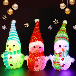 [productos De navidad] navidad LED decorativo brillante colorido plástico partícula cristal muñeco de nieve luces/navidad hogar decoración productos/árbol de navidad colgante adornos luces/feliz navidad decoración del hogar accesorios