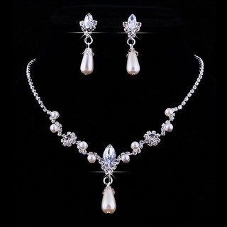 [hermoso y amor nuevo] nupcial super glamor boda imitación perlas diamantes de imitación collar pendientes conjunto de joyería
