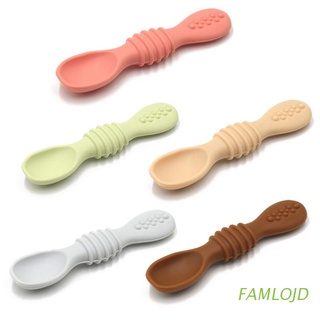 famlojd cuchara de silicona mordedor juguetes aprendizaje cuchara de alimentación utensilios de entrenamiento recién nacido vajilla