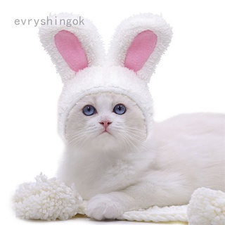 Evryshingok 1 pieza de ropa de cabeza para mascotas, trajes para mascotas, lindo conejo, sombrero de oreja, gato, conejo, disfraz para gatos, perros pequeños, diario o accesorio de fiesta