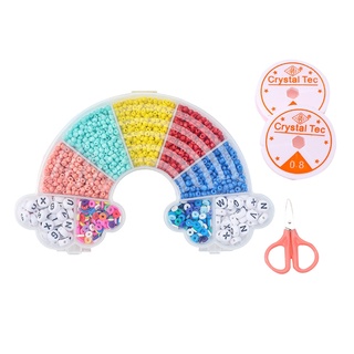 uranus* arco iris en caja perlas acrílicas de arroz cuentas de letras hechas en casa pulsera suelta perlas accesorios para bricolaje collar pendientes