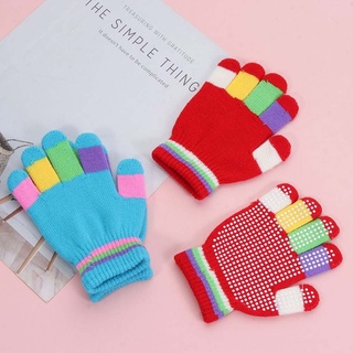 SPINKA Boys Finger Gloves Kids Thickened Baby Mittens Windproof Dot particles Winter Children Antiskid Warm Knitted Mittens/Multicolor (6)