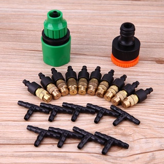 ☊HOME_Outdoor Garden Misting Cooling System Fitting 4/7mm Hose 10pcs Nozzles Kit☊