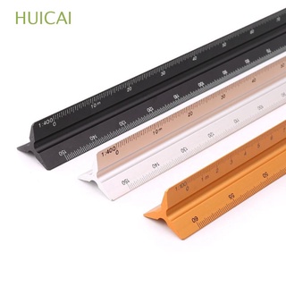 Huicai 1:20-1:500 30cm Metal Tri-escala arquitecto ingeniero de aleación de aluminio regla Triangular escala