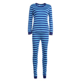 2 unids/set home pijamas familia rayas mamá papá bebé ropa de dormir top+pantalones (azul) (6)