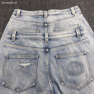 ♗✌◆Drew smiley patch hole Justin Bieber FOG high street style straight tide brand loose trousers jeans men (9)