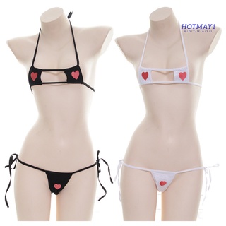 mujeres sexy bikini corazón bloque encaje hasta sujetador bragas bragas ropa interior erótica conjunto