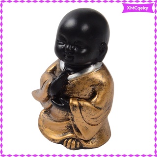 Mini Resin Buddha Statue Little Monk Ornament for Yoga Meditation Room Decor