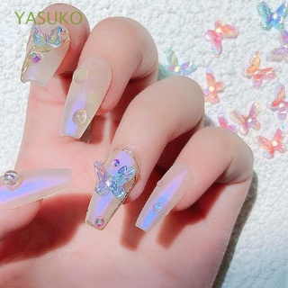 yasuko resina mariposa uñas arte joyería moda manicura accesorios doble mariposa adorno sinfonía multicolor brillante aurora mariposa diy uñas arte decoración