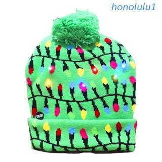 honolulu1 led sombrero de navidad luz de punto colorido luces cadena feo sombrero unisex invierno suéter gorro gorra para fiesta de vacaciones