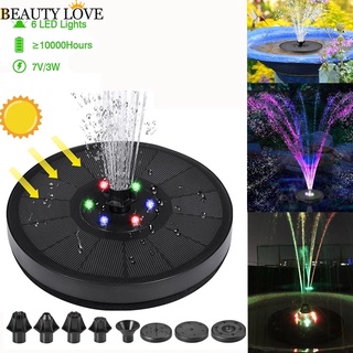 [venta caliente] 7v/3w bomba de fuente de agua solar coloridas luces led
