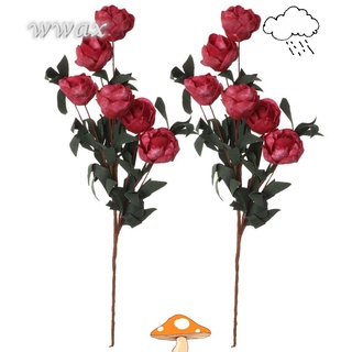 Wwax 2 manojos de boda 6 cabezas ramo de novia decoración del hogar fiesta arreglo Floral PE flor rosa Artificial/Multicolor (1)