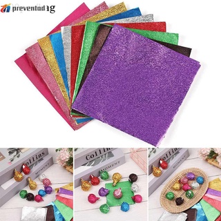 PREVENTAD 100 pcs DIY Aluminum Foil Candy Wrapping Paper Package Paper Metal Embossing Sewing Color Wedding Party Supplies Decoration Tin Food Candy Chocolate/Multicolor
