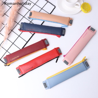 [romanholiday] mini bolsa de piel sintética para lápices, diseño de libros elásticos, soporte para lápices cl