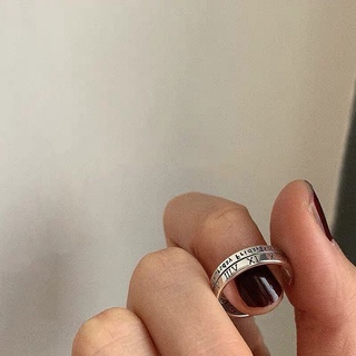 S925 anillo de viento frío ins de plata esterlina anillo de números romanos retro anillo de diseñador de nicho para hombres y mujeres
