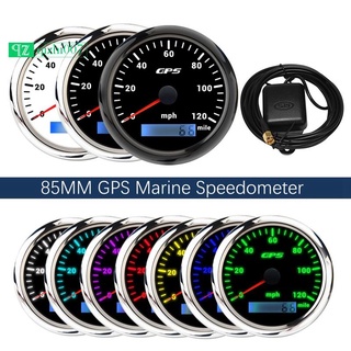 Velocímetro GPS marino de 85 mm 0-120/Mile velocímetro Sier+negro
