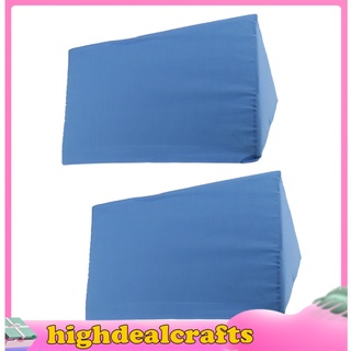[Hothome] Paquete de 2 piezas lavables azul blanco cubierta de espuma cama cuña almohada pierna pies elevación cojín espalda Lumbar soporte almohadilla para