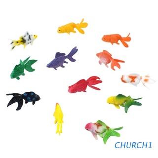 CHURCH 12 Piezas De Pescados Dorados De PVC Modelos De Relleno Epoxi Material De Resina De Océano Cristal