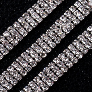 thies delicado de 1 yarda de diamantes de imitación transparentes de 1 fila de 2 filas de 3 filas de ajuste de cadena hermosa apliques de vidrio compacto cristal espumoso (5)