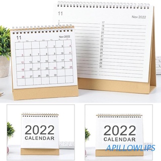 APILLOWLIPS 2022 Simple Calendario De Escritorio Inglés Bobina Diaria Planificador Mensual Agenda Organizador Anual Oficina En Casa