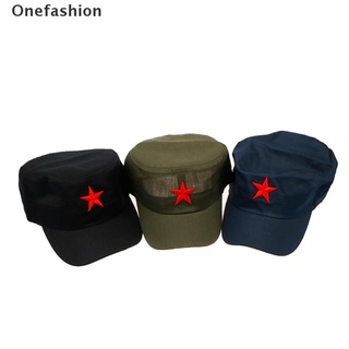 [Onefashion] 1Pcs Fashion Cotton Fabric Adjustable Casual Red Star Flat Hats Unisex .