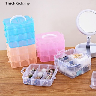 [thickrich] Caja de almacenamiento transparente de 3 capas de 18 compartimentos, caja organizadora de joyas (1)