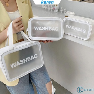 Karen bolsa de cosméticos de alta capacidad a prueba de agua mate bolsa de almacenamiento portátil para viajes translúcidos de las mujeres bolsa de lavado/Multicolor