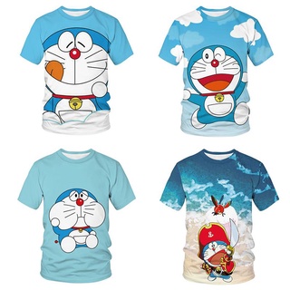 Doraemon Anime T-Shirt de dibujos animados de manga corta moda Tops Casual deportes sueltos Unisex gráfico camiseta más el tamaño Guoba