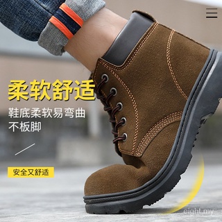 S MALL zapatos de seguridad de alta calidad de microfibra zapatos de cuero de los hombres de alta parte superior del trabajo zapatos de protección ee7p