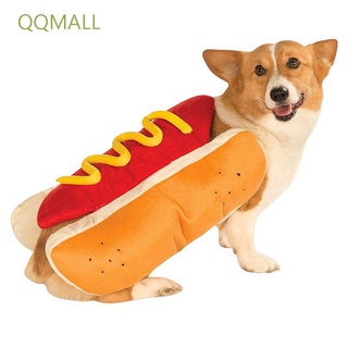 Qqmall perro caliente en forma de salchicha ropa calentador Cosplay disfraz de mascota perro disfraz lindo traje hamburguesa cachorro suministros vestir ajustable cachorro traje