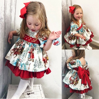 ins navidad niños santa claus impresión gran arco falda niñas vestido nuevos productos faldas para niños