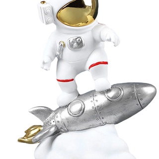 figura de astronauta de resina en el cohete/estatuilla decorativa para el hogar/regalo